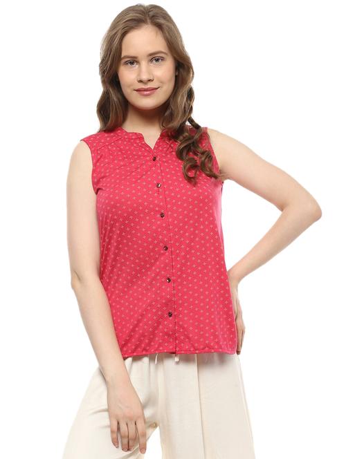 mandarin collar button-up top - 15882293 - Very Small Image - 1