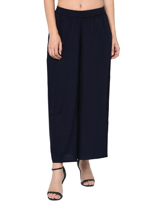 elasticated waist mid rise palazzo - 15882491 - Very Small Image - 1