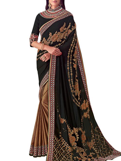 floral embroidered saree with blouse - 15882587 - Very Small Image - 1