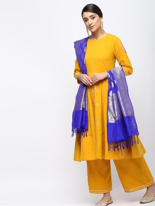 floral zari motif banarasi dupatta - 15882607 - Very Small Image - 1