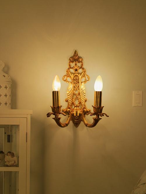 opulent aluminum french gold 2 light candle wall sconce - 15882633 - Very Small Image - 1