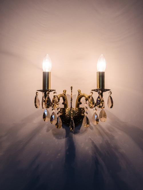 candle lamp honey crystal double sconce - 15882700 - Very Small Image - 1