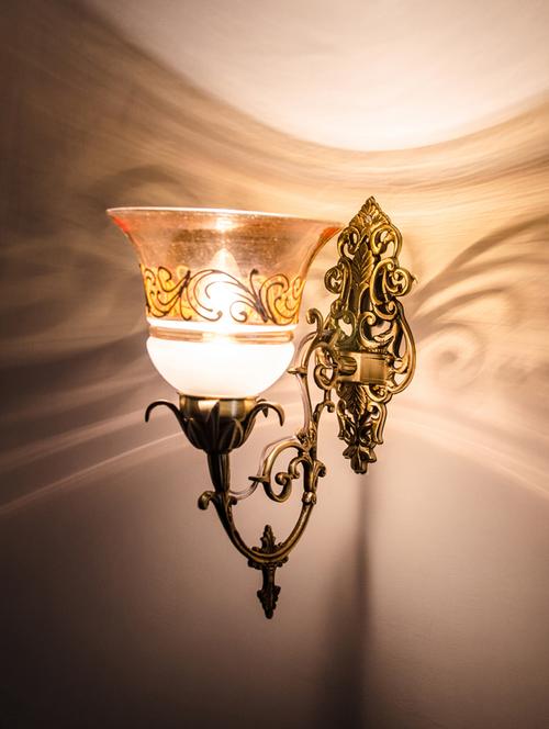 ornate cast brass lustrous single wall sconce - 15882718 - Very Small Image - 1