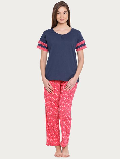 lace detail nightwear pajama set - 15883426 - Very Small Image - 1