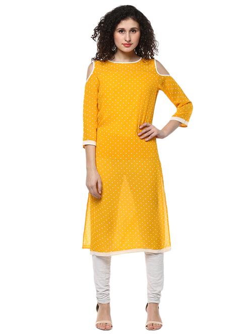 cold shoulder straight kurta - 15884183 - Very Small Image - 1