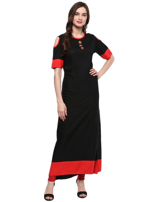 cold shoulder a-line kurta - 15884194 - Very Small Image - 1