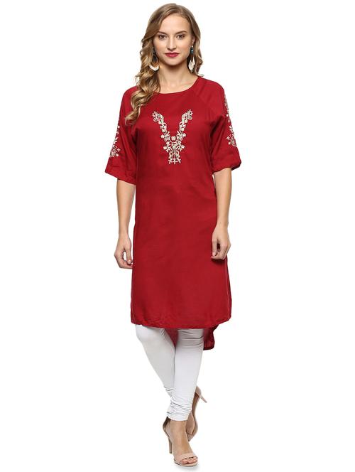 high low embroidered kurta - 15884206 - Very Small Image - 1