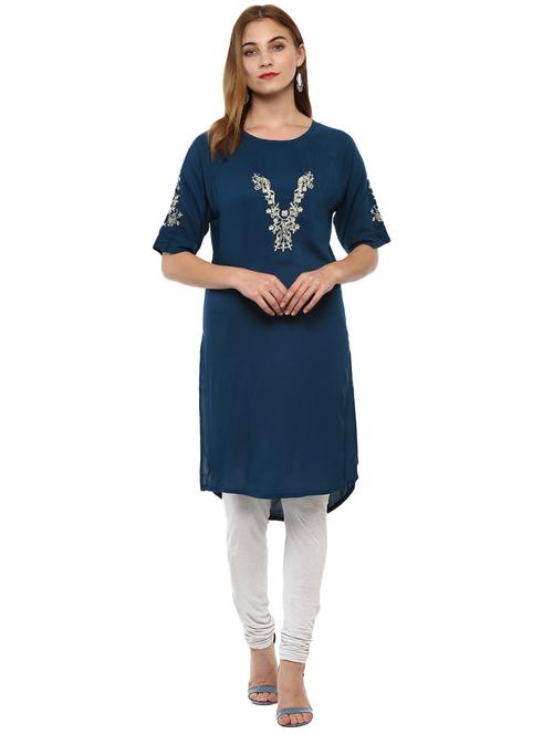 high low embroidered kurta - 15884207 - Very Small Image - 1