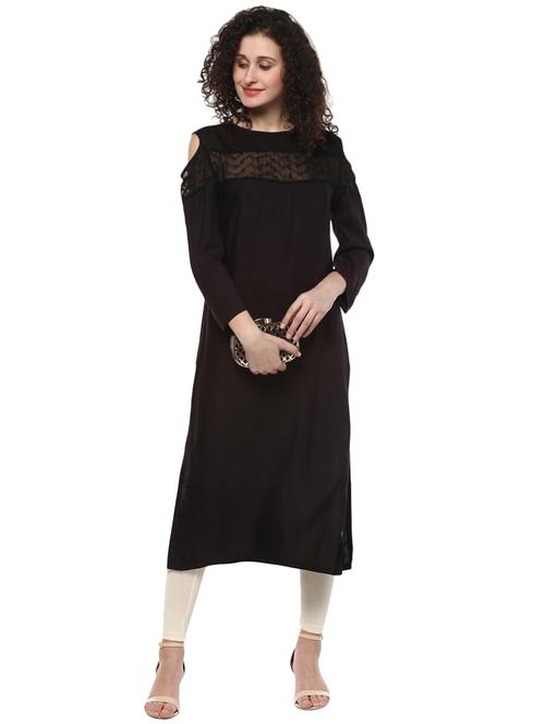 cold shoulder straight kurta - 15884212 - Very Small Image - 1