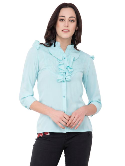 ruffle detail solid shirt - 15884777 - Very Small Image - 1