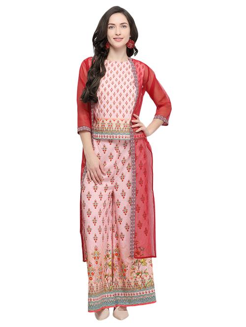 floral printed top pant with shrug set - 15885350 - Very Small Image - 1