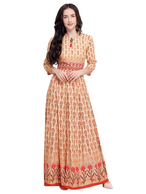 anarkali printed long dress - 15885357 - Very Small Image - 1