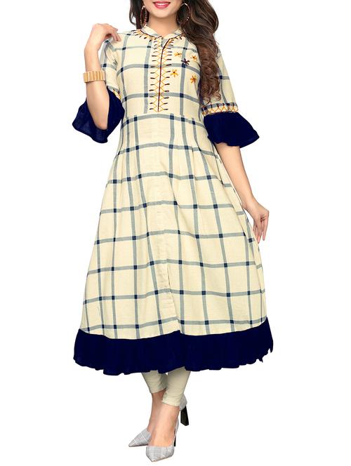 flared checkered kurta - 15887457 - Very Small Image - 1