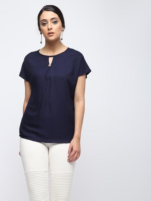 keyhole neck pleat detail top - 15887524 - Very Small Image - 1