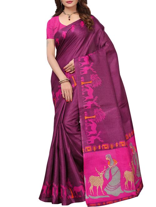 conversational printed saree with blouse - 15887677 - Very Small Image - 1