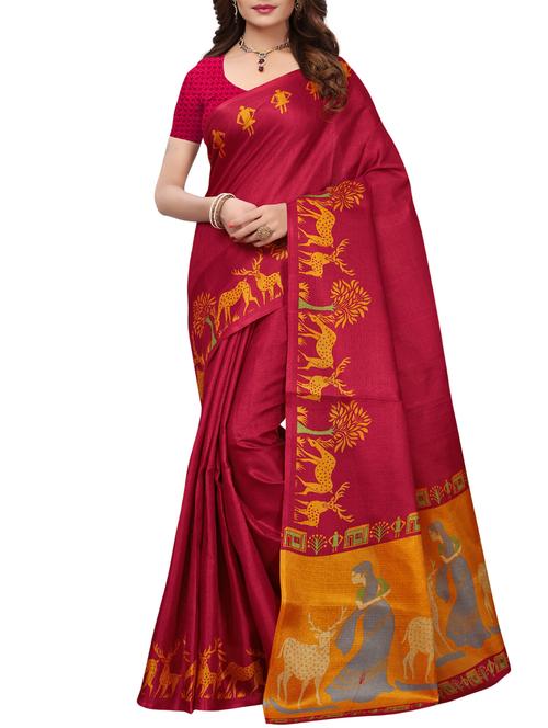conversational printed saree with blouse - 15887678 - Very Small Image - 1