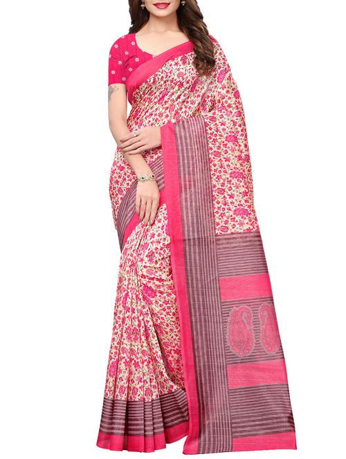 floral printed saree with blouse - 15887712 - Very Small Image - 1