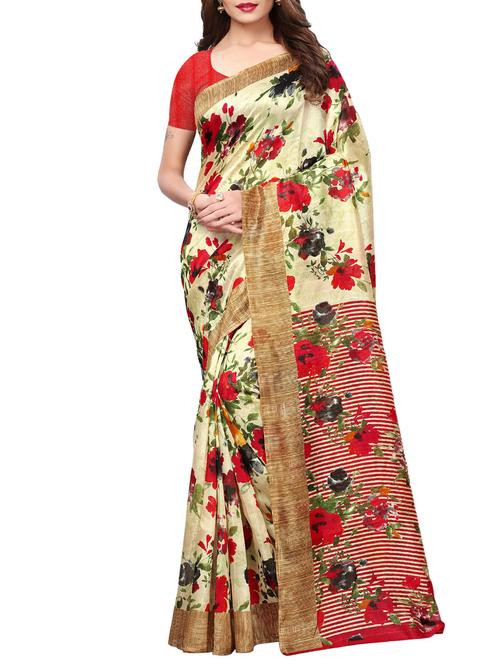 floral printed saree with blouse - 15887714 - Very Small Image - 1
