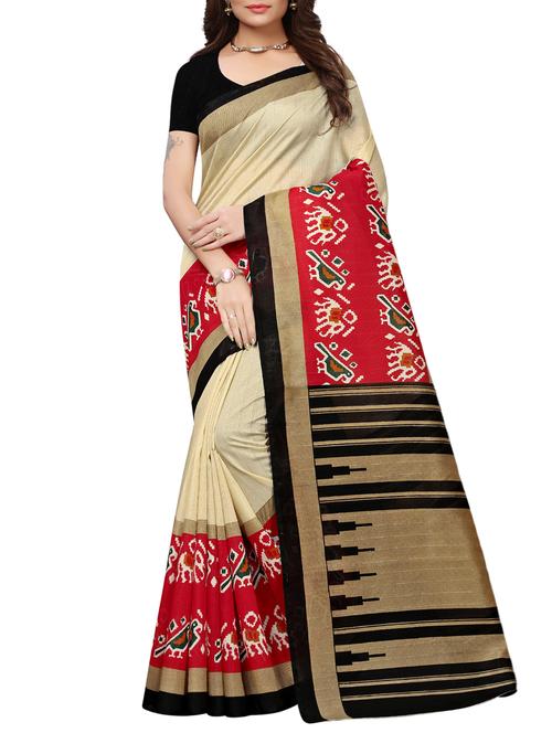 ethnic motif printed saree with blouse - 15887717 - Very Small Image - 1