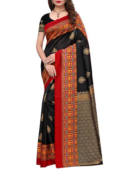 ethnic motif printed saree with blouse - 15887739 - Very Small Image - 1