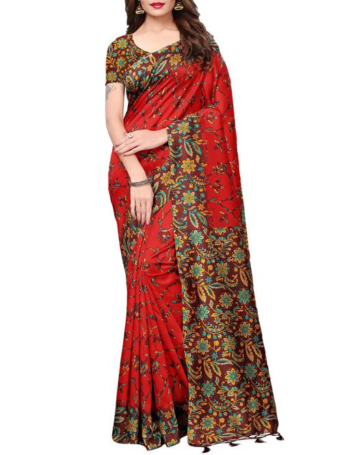 floral printed saree with blouse - 15887775 - Very Small Image - 1
