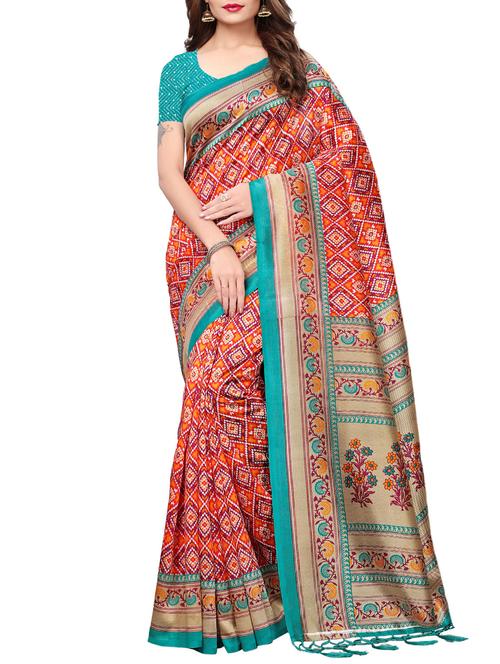 floral printed saree with blouse - 15887776 - Very Small Image - 1