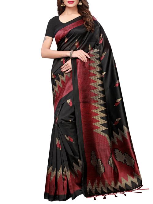 ethnic motif printed saree with blouse - 15887777 - Very Small Image - 1