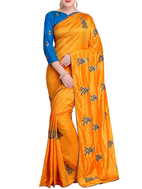 ethnic motif embroidered saree with blouse - 15887797 - Very Small Image - 1