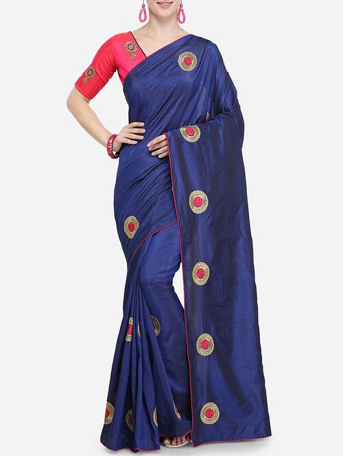 ethnic motif embroidered saree with blouse - 15887805 - Very Small Image - 1