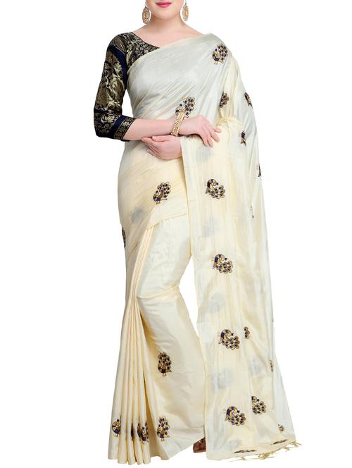 ethnic motif embroidered saree with blouse - 15887811 - Very Small Image - 1