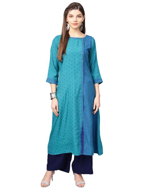 dobby solid a-line kurta - 15887842 - Very Small Image - 1