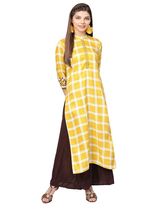 checkered straight kurta - 15887846 - Very Small Image - 1