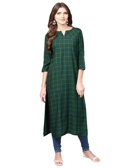 checkered straight kurta - 15887847 - Very Small Image - 1