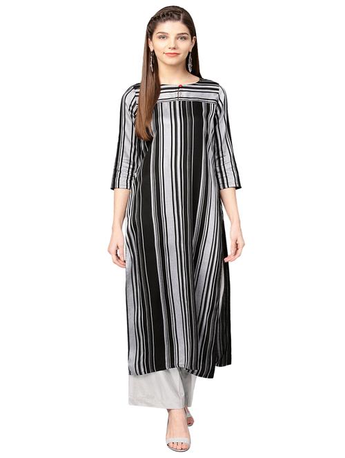 stripes straight kurta - 15887849 - Very Small Image - 1