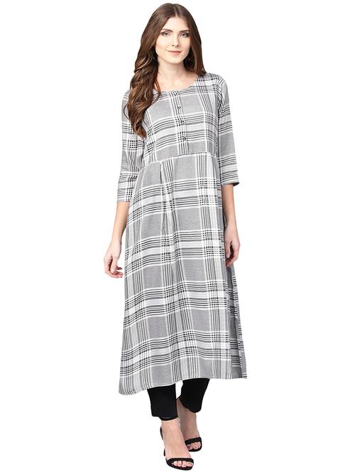 checkered straight kurta - 15887853 - Very Small Image - 1