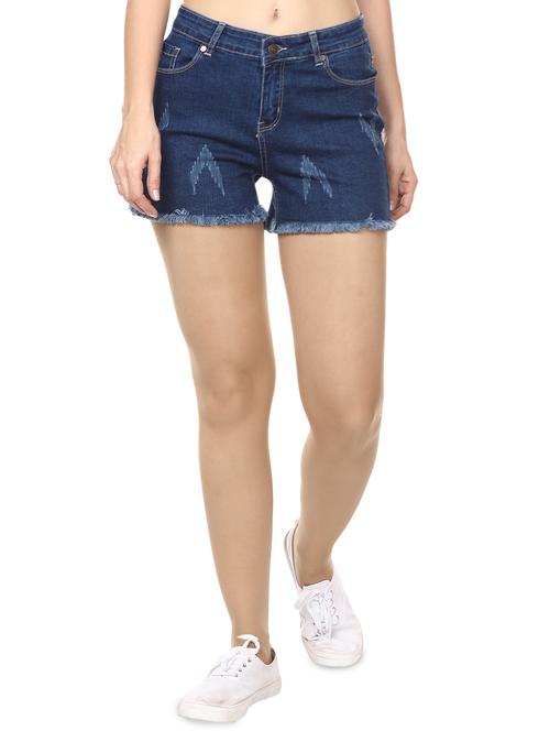 frayed hem denim shorts - 15887865 - Very Small Image - 1
