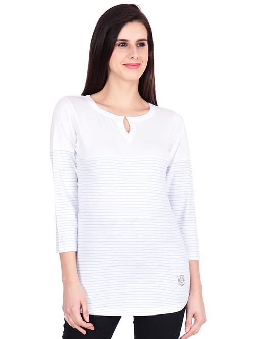 keyhole neck striped tee - 15887900 - Very Small Image - 1