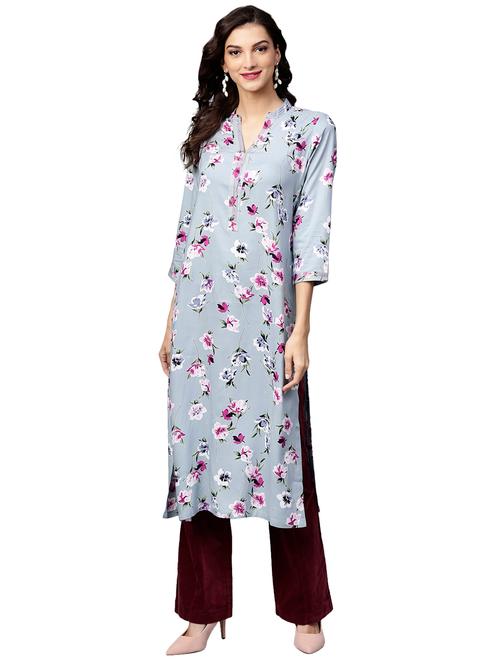 floral printed straight kurta - 15888729 - Very Small Image - 1