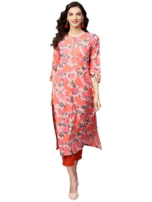floral printed straight kurta - 15888732 - Very Small Image - 1