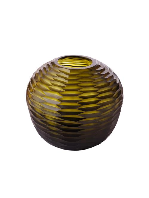 anasa décor green zig zag 8 inch glass vase - 15888953 - Very Small Image - 1