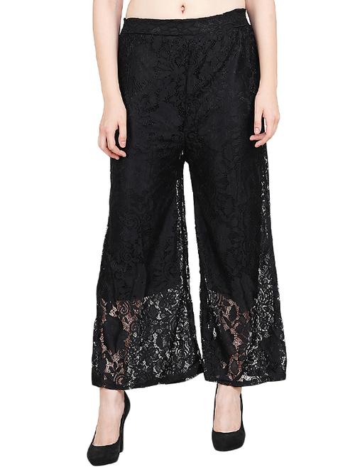 black solid lace palazzo - 15888987 - Very Small Image - 1