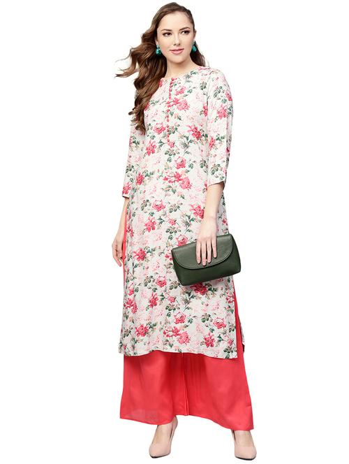 floral printed kurta palazzo set - 15889744 - Very Small Image - 1