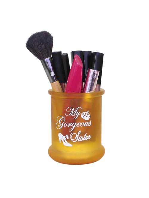 hosley trendy gift yellow jar pen holder/comb holder for lovely sister - 15890258 - Very Small Image - 1