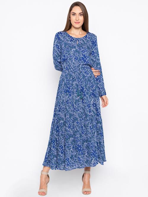 drawstring waist flared maxi dress - 15890297 - Very Small Image - 1