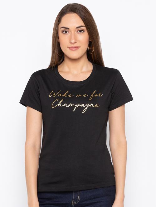 letter print round neck tee - 15890309 - Very Small Image - 1