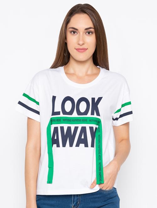 tape detail letter print tee - 15890328 - Very Small Image - 1