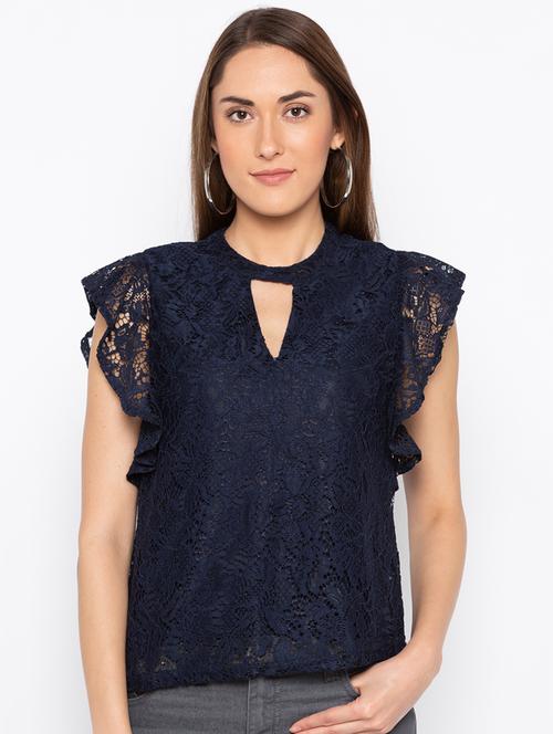 ruffle sleeved laced top - 15890329 - Very Small Image - 1