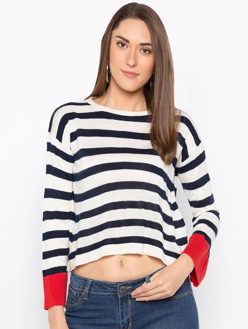 dropped shoulder striped pullover - 15890358 - Very Small Image - 1