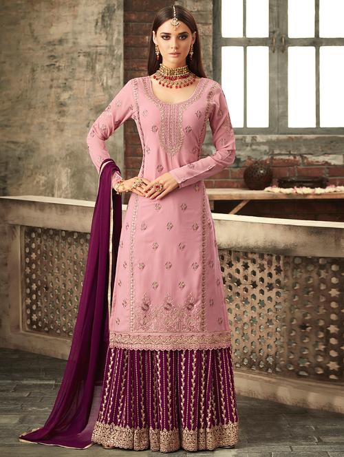 embroidered semi-stitched skirt suit - 15890381 - Very Small Image - 1