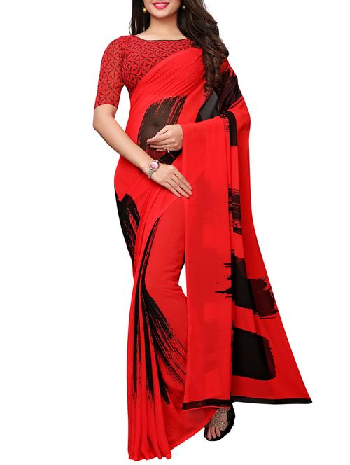 abstract printed saree with blouse - 15890564 - Very Small Image - 1